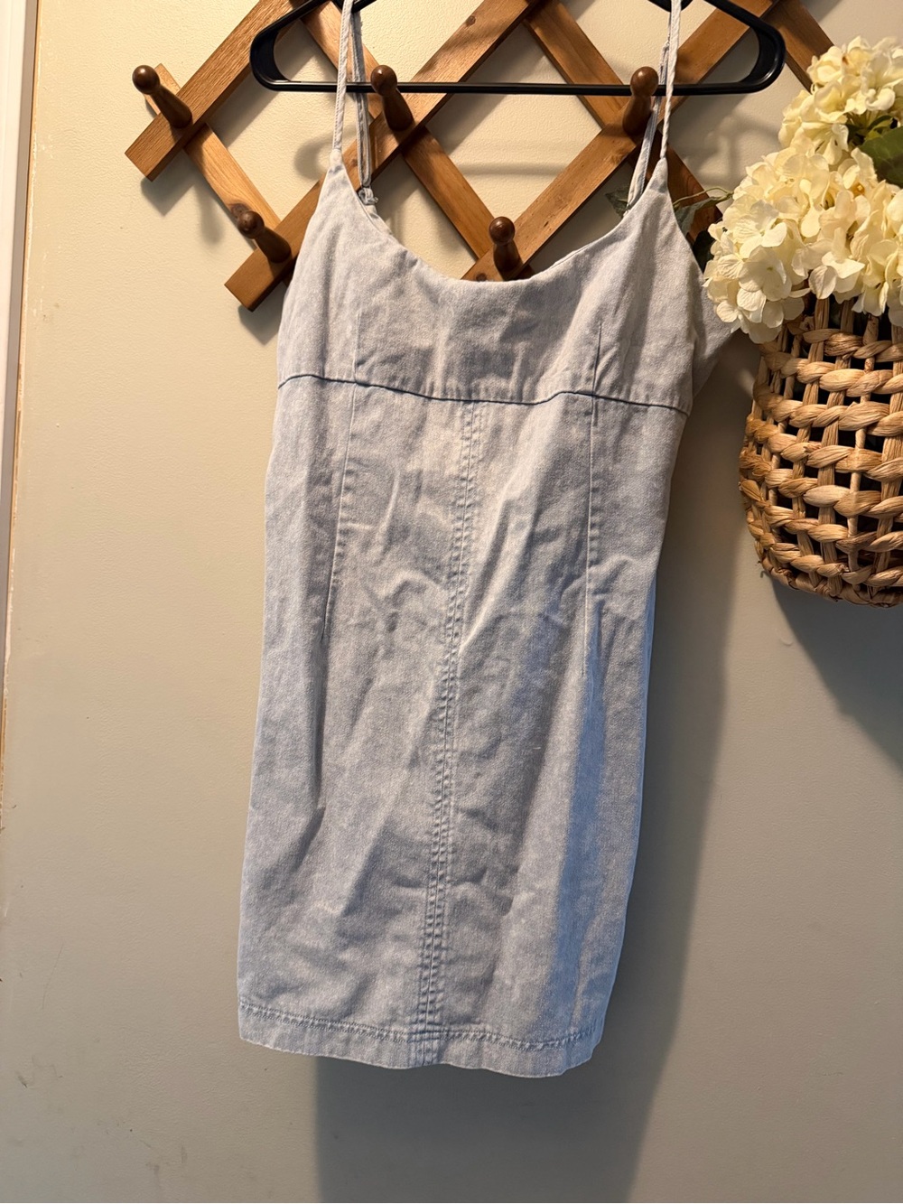 Altar'd State Light Blue Denim Mini Slip Dress